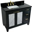 Pemberly Row Solid Wood Vanity with Left Rectangle Sink in Gray/Black Galaxy