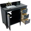 Pemberly Row Solid Wood Vanity with Left Rectangle Sink in Gray/Black Galaxy