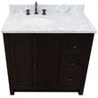 Pemberly Row  Solid Wood Vanity with Left Oval Sink in Brown/White