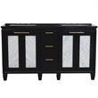 Pemberly Row Double Rectangle Sink Solid Wood Vanity in Blue/Black Galaxy