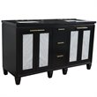 Pemberly Row Double Rectangle Sink Solid Wood Vanity in Blue/Black Galaxy