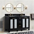 Pemberly Row Double Rectangle Sink Solid Wood Vanity in Blue/Black Galaxy