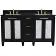 Pemberly Row Double Rectangle Sink Solid Wood Vanity in Blue/Black Galaxy