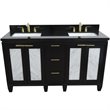 Pemberly Row Double Rectangle Sink Solid Wood Vanity in Blue/Black Galaxy