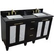 Pemberly Row Double Rectangle Sink Solid Wood Vanity in Blue/Black Galaxy