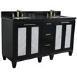 Pemberly Row Double Rectangle Sink Solid Wood Vanity in Blue/Black Galaxy
