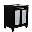 Pemberly Row Single Rectangle Sink Solid Wood Vanity in Blue/Black Galaxy