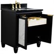 Pemberly Row Single Rectangle Sink Solid Wood Vanity in Blue/Black Galaxy