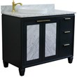 Pemberly Row Solid Wood Vanity with Left Round Sink in Gray/White Carrara