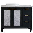 Pemberly Row Solid Wood Vanity with Left Round Sink in Gray/White Carrara