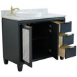 Pemberly Row Solid Wood Vanity with Left Round Sink in Gray/White Carrara