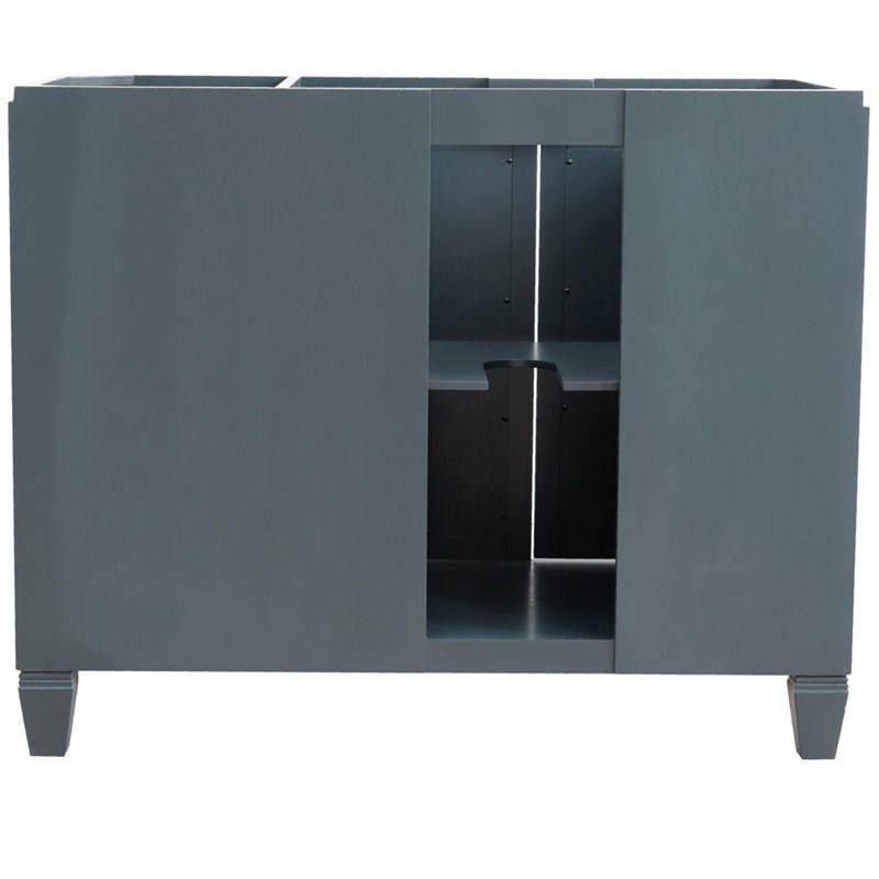 Pemberly Row Solid Wood Vanity with Left Round Sink in Gray/White Carrara