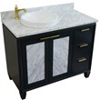 Pemberly Row Solid Wood Vanity with Left Round Sink in Gray/White Carrara