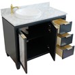 Pemberly Row Solid Wood Vanity with Left Round Sink in Gray/White Carrara
