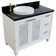 Pemberly Row Solid Wood Vanity with Left Round Sink in White/Black Galaxy