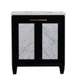 Pemberly Row Single Rectangle Sink Solid Wood Vanity in Blue/White Carrara