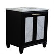 Pemberly Row Single Rectangle Sink Solid Wood Vanity in Blue/White Carrara