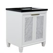 Pemberly Row Single Rectangle Sink Solid Wood Vanity in White/Black Galaxy
