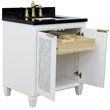Pemberly Row Single Rectangle Sink Solid Wood Vanity in White/Black Galaxy