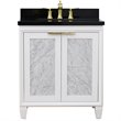 Pemberly Row Single Rectangle Sink Solid Wood Vanity in White/Black Galaxy