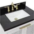 Pemberly Row Single Rectangle Sink Solid Wood Vanity in White/Black Galaxy