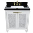 Pemberly Row Single Rectangle Sink Solid Wood Vanity in White/Black Galaxy