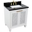 Pemberly Row Single Rectangle Sink Solid Wood Vanity in White/Black Galaxy