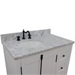Pemberly Row  Solid Wood Vanity with Left Oval Sink in White/Glacier Ash
