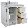 Pemberly Row  Solid Wood Vanity with Left Oval Sink in White/Glacier Ash