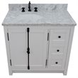 Pemberly Row  Solid Wood Vanity with Left Oval Sink in White/Glacier Ash