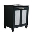 Pemberly Row Solid Wood Single Rectangle Sink Vanity in Dark Gray/Black Galaxy