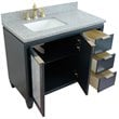 Pemberly Row Solid Wood Vanity w/ Left Rectangle Sink in Gray/Gray Granite Stone