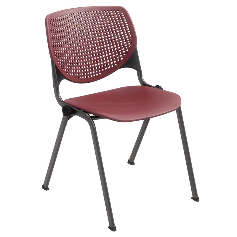 Pemberly Row Modern Transitional Plastic Stack Chair in Burgundy
