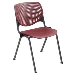 Pemberly Row Modern Transitional Plastic Stack Chair in Burgundy