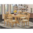 Pemberly Row Traditional 7-piece Wood Dining Set with Linen Seat in Oak
