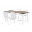 Pemberly Row Teak/Brown Cafe Table and 4 Chairs Set in White