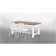 Pemberly Row Teak/Brown Cafe Table and 4 Chairs Set in White