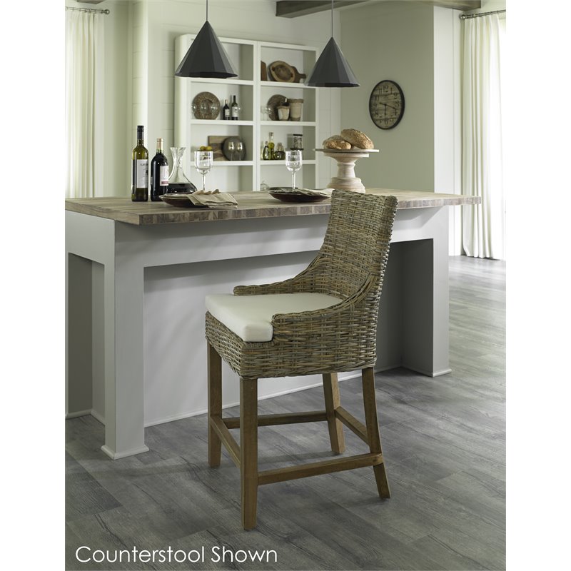 Pemberly Row Modern / Contemporary Wicker Barstool in Kubu Gray