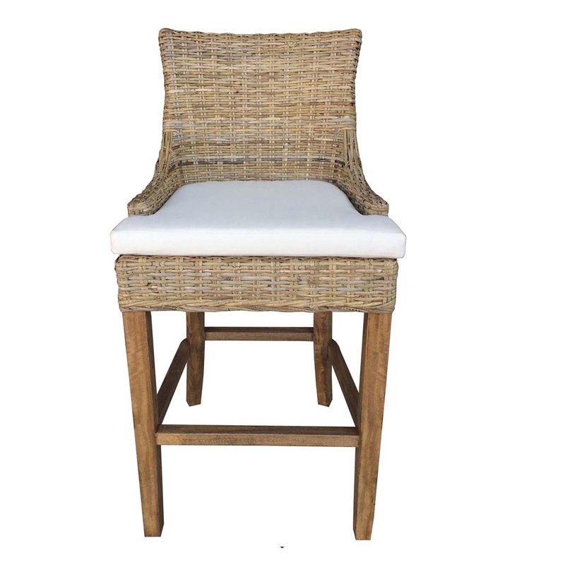 Pemberly Row Modern / Contemporary Wicker Barstool in Kubu Gray