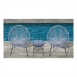 Pemberly Row 3-Piece Metal and Wicker Seating Group in White