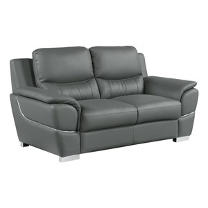 Pemberly Row 69&quot Modern Faux Leather Upholstered Loveseat in Gray