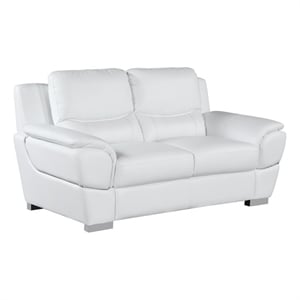 Pemberly Row 69&quot Modern Faux Leather Upholstered Loveseat in White