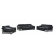Pemberly Row Genuine Italian Leather Upholstered Sofa Set in Black