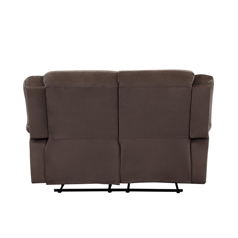 Pemberly Row Transitional Microfiber Fabric Upholstered Loveseat in Brown