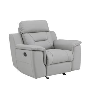 Pemberly Row Contemporary Faux Leather Upholstered Chair in Gray