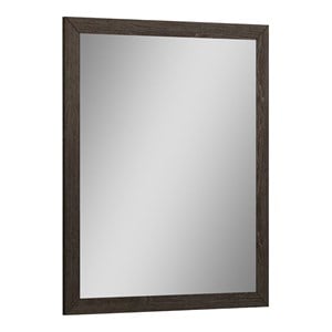 Pemberly Row Contemporary Lacquer Wood Mirror in Gloss Gray Ash