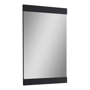 Pemberly Row Contemporary Lacquer Wood Mirror in Gloss Black