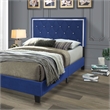 Pemberly Row Contemporary Velvet Upholstered Full Platform Bed in Blue