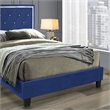 Pemberly Row Contemporary Velvet Upholstered Full Platform Bed in Blue