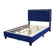 Pemberly Row Contemporary Velvet Upholstered Full Platform Bed in Blue